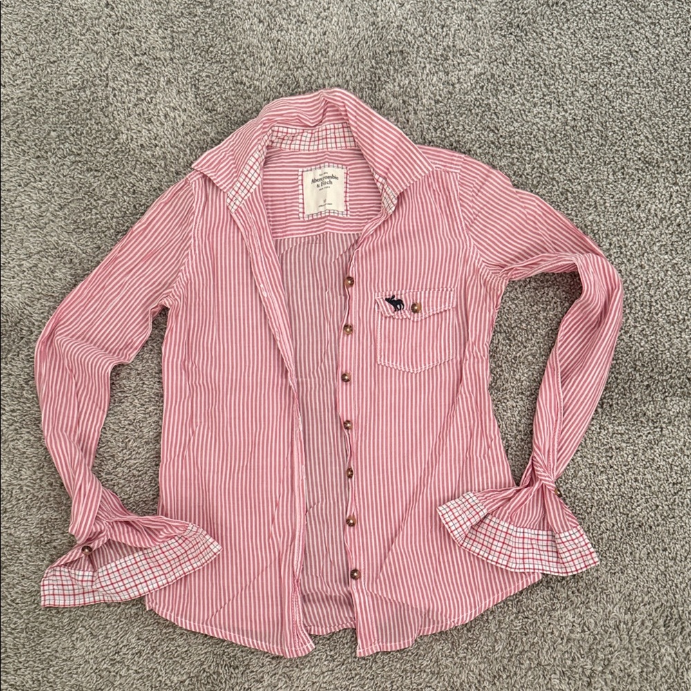 Vintage Abercrombie & Fitch Red Striped Oxford Shirt